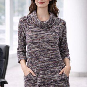 D22 | FDJ Navy Flecked Sweater Dress XS Warm & Cozy